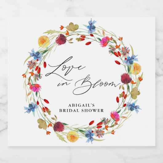 Liefde in Bloom Wildflower Vrijgezellenfeest Custo Sparkling Wijnetiket (Enkel label)