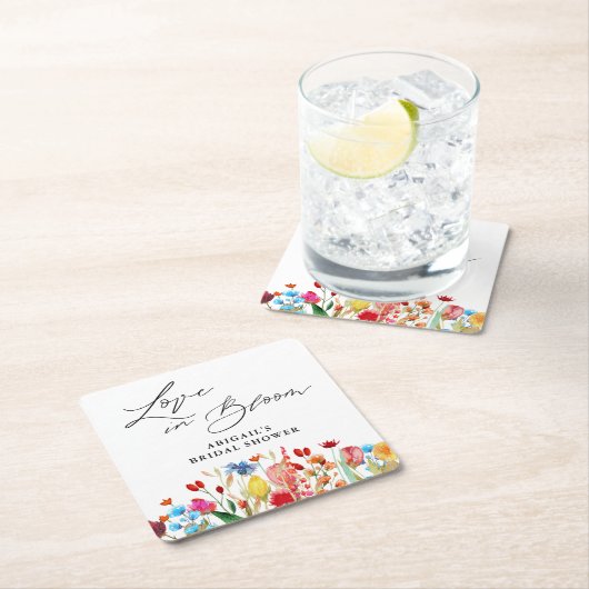 Liefde in Bloom Wildflower Vrijgezellenfeest Favor Kartonnen Onderzetters (Insitu)