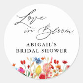 Liefde in Bloom Wildflower Vrijgezellenfeest Favor Ronde Sticker (Voorkant)