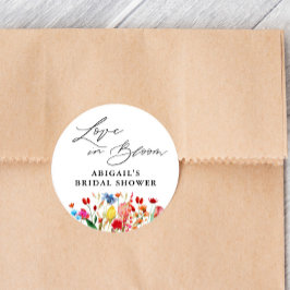 Liefde in Bloom Wildflower Vrijgezellenfeest Favor Ronde Sticker