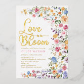 Liefde in Bloom Wildflower Vrijgezellenfeest Folie Uitnodiging (Voorkant)