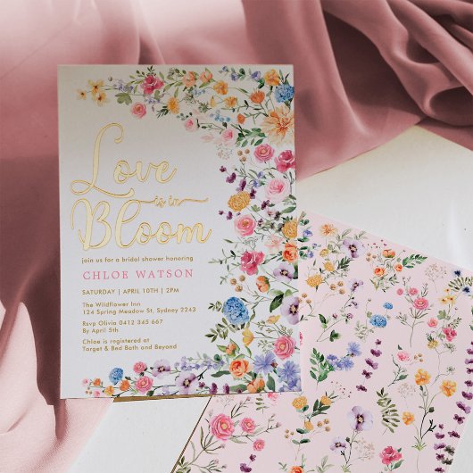 Liefde in Bloom Wildflower Vrijgezellenfeest Folie Uitnodiging