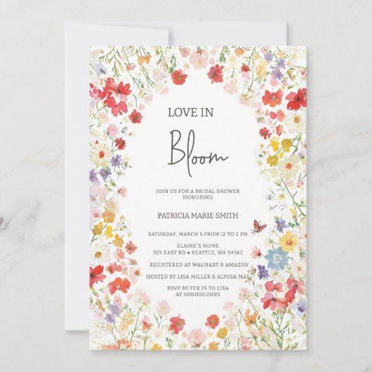 Liefde in Bloom Wildflower Vrijgezellenfeest Kaart (Voorkant)