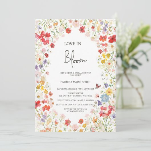 Liefde in Bloom Wildflower Vrijgezellenfeest Kaart (Staand voorkant)