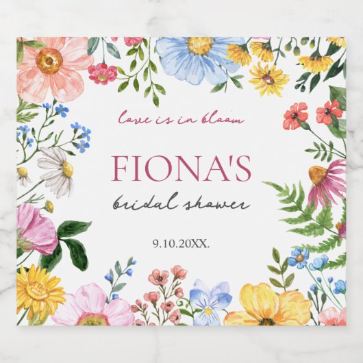 Liefde in Bloom Wildflower Vrijgezellenfeest Moder Sparkling Wijnetiket (Enkel label)