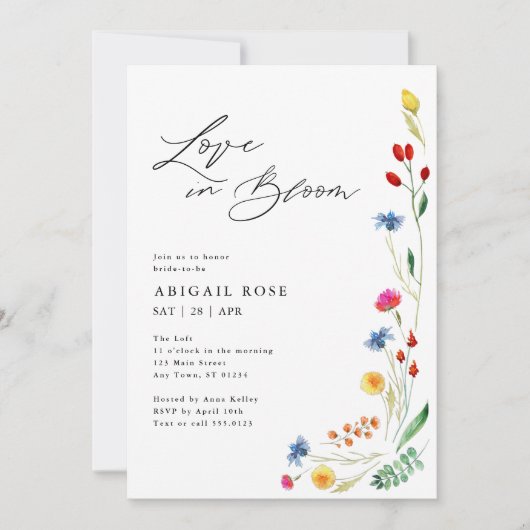 Liefde in Bloom Wildflower Vrijgezellenfeest, QR C Kaart (Voorkant)