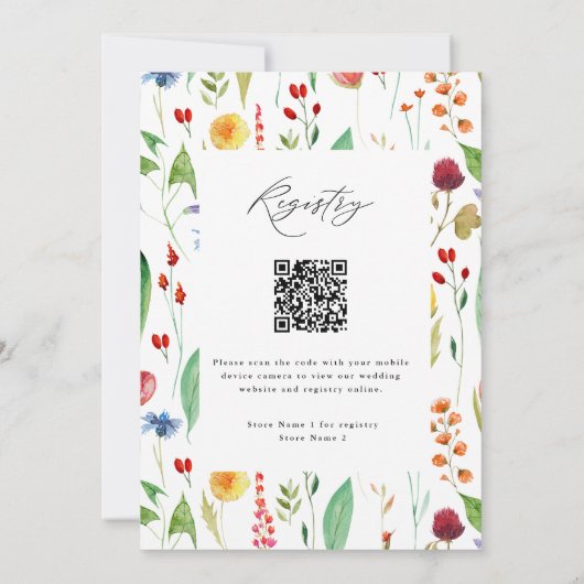 Liefde in Bloom Wildflower Vrijgezellenfeest, QR C Kaart (Achterkant)