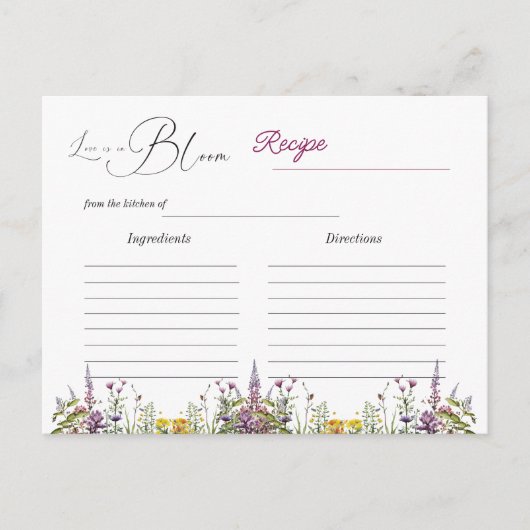 Liefde in Bloom Wildflower Vrijgezellenfeest Recep Briefkaart (Voorkant)