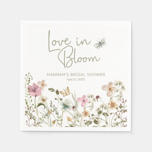 Liefde in Bloom Wildflower Vrijgezellenfeest Servet (Voorkant)