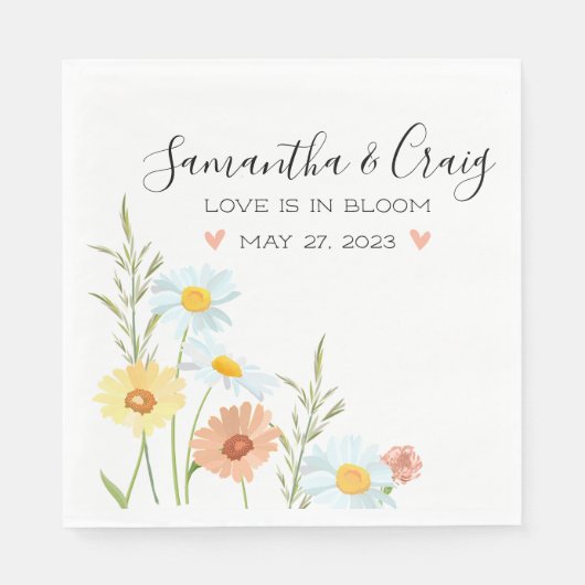 Liefde in Bloom Wildflower Wedding Napkins Servet (Voorkant)