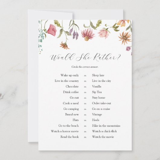 Liefde in Bloom Wildflower Zou ze Liever Kaarten (Voorkant)