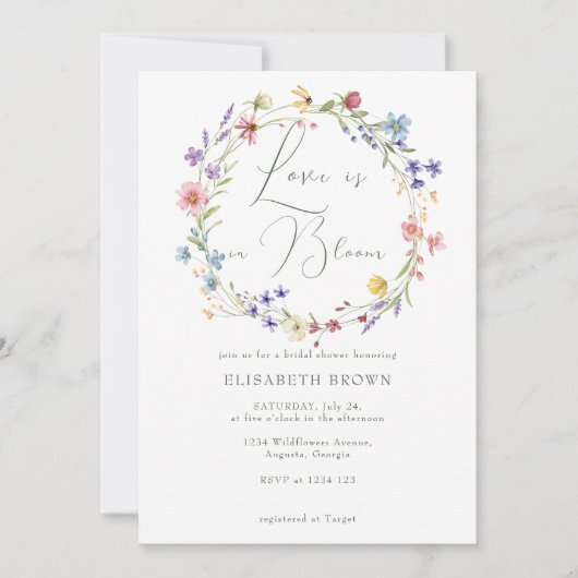 Liefde in Bloom Wildflowers Green Vrijgezellenfees Kaart (Voorkant)