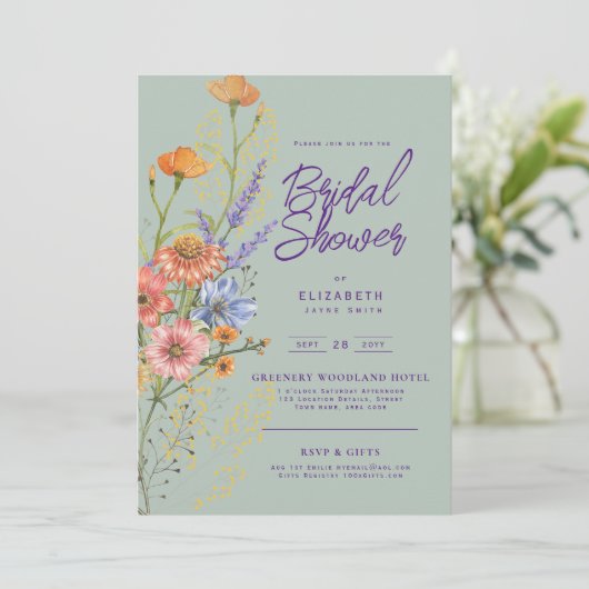 Liefde in Bloom Zomer Wildbloem Boho Bloemendouche Kaart (Staand voorkant)