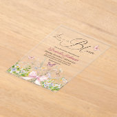 Liefde in Boom Wildflower Pink Bow Vrijgezellenfee Acryl Uitnodigingen (Laagn)