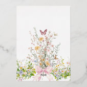 Liefde in Boom Wildflower Pink Bow Vrijgezellenfee Folie Uitnodiging (Achterkant)