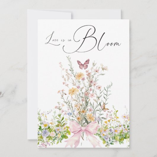 Liefde in Boom Wildflower Pink Bow Vrijgezellenfee Kaart (Achterkant)
