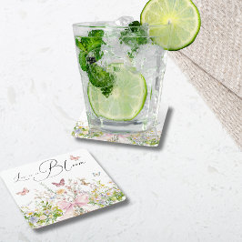 Liefde in Boom Wildflower Pink Bow Vrijgezellenfee Kartonnen Onderzetters