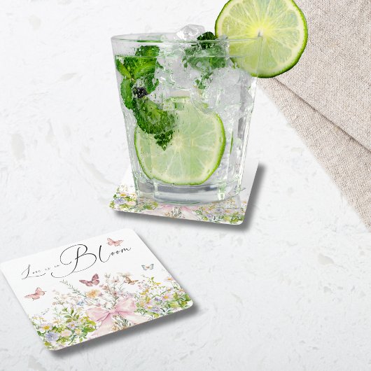 Liefde in Boom Wildflower Pink Bow Vrijgezellenfee Kartonnen Onderzetters