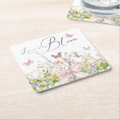 Liefde in Boom Wildflower Pink Bow Vrijgezellenfee Kartonnen Onderzetters (Schuin)