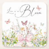 Liefde in Boom Wildflower Pink Bow Vrijgezellenfee Kartonnen Onderzetters (Voorkant)
