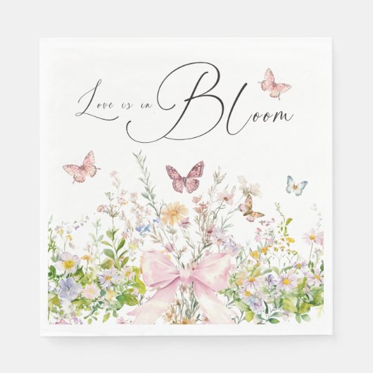 Liefde in Boom Wildflower Pink Bow Vrijgezellenfee Servet (Voorkant)