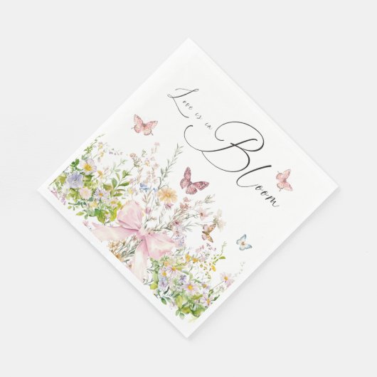 Liefde in Boom Wildflower Pink Bow Vrijgezellenfee Servet (Hoek)