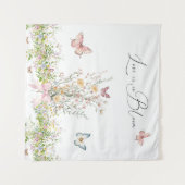 Liefde in Boom Wildflower Pink Bow Vrijgezellenfee Wandkleed (Voorkant (horizontaal))