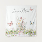 Liefde in Boom Wildflower Pink Bow Vrijgezellenfee Wandkleed (Voorkant)