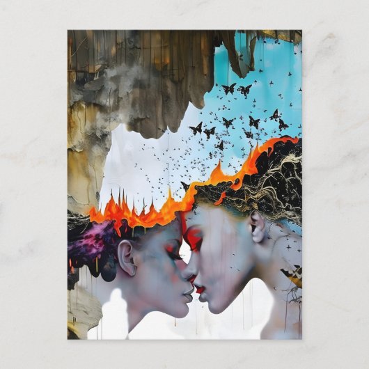 Liefde in brand briefkaart (Voorkant)