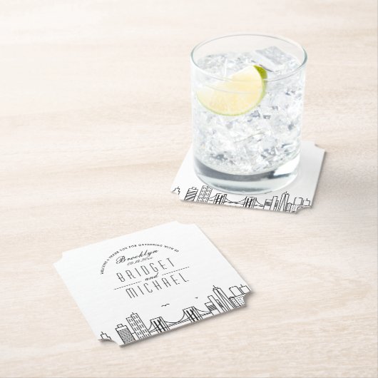 Liefde in Brooklyn | City Skyline Welkom Kartonnen Onderzetters (Insitu)