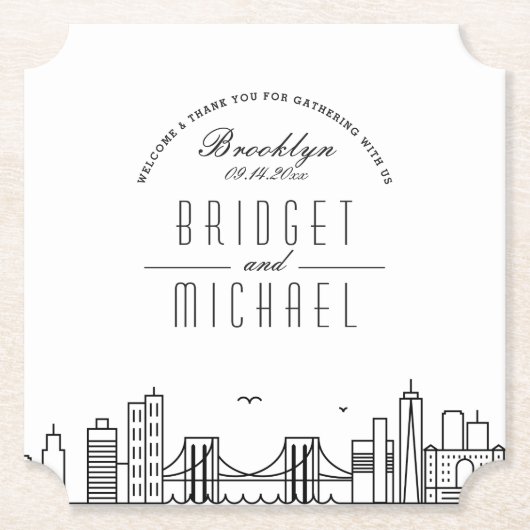 Liefde in Brooklyn | City Skyline Welkom Kartonnen Onderzetters (Voorkant)