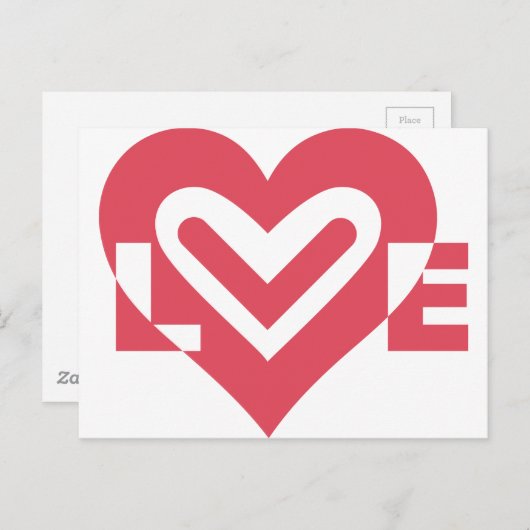 Liefde in Cherry Pink Briefkaart (Voorkant / Achterkant)