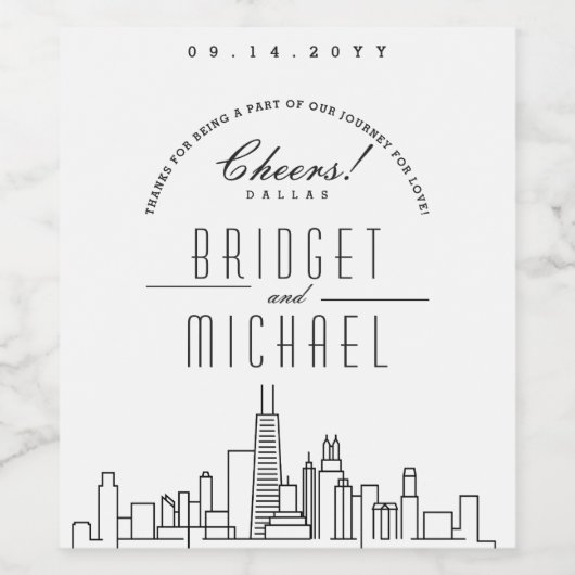 Liefde in Chicago | Proost & Bedankt! Wijn Etiket (Enkel label)