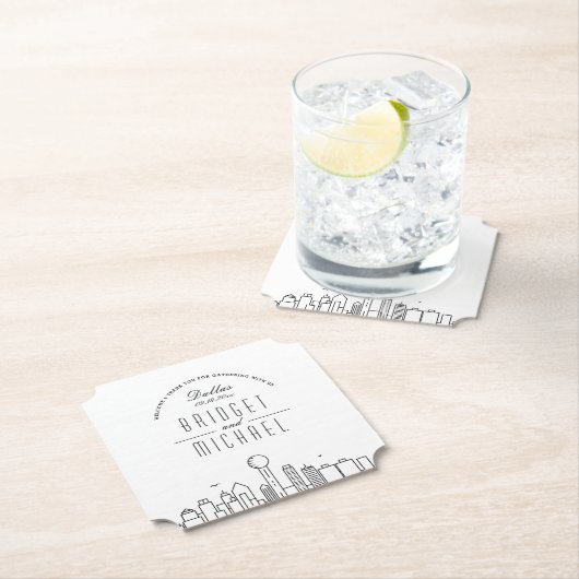 Liefde in Dallas | City Skyline Welkom Kartonnen Onderzetters (Insitu)