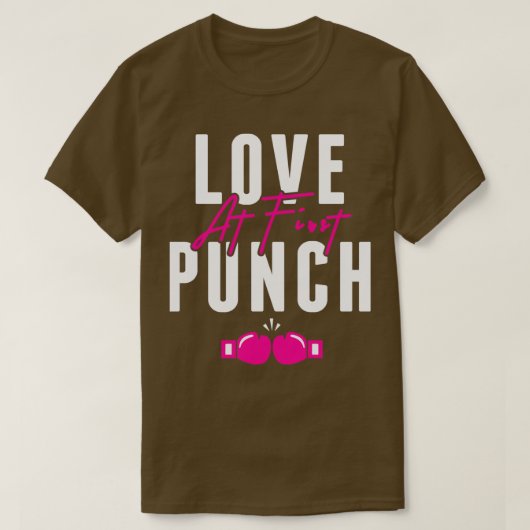 Liefde in de eerste Punch Kickboxing Roze handscho T-shirt (Design voorkant)