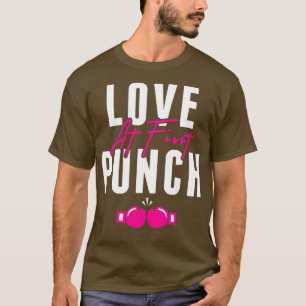 Liefde in de eerste Punch Kickboxing Roze handscho T-shirt