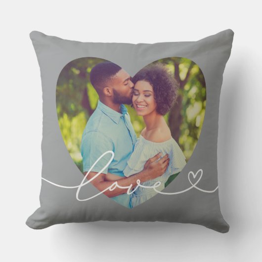 Liefde in de Grijze Aangepaste Foto van het Manusc Kussen (Voorkant)