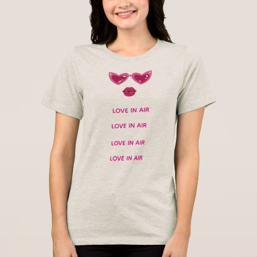 Liefde in de lucht Dames T-shirt Hart Bril & Lippe (Voorkant)