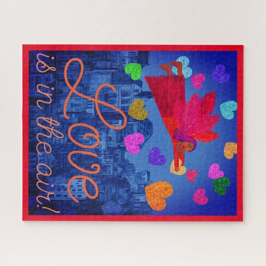 Liefde in de lucht engel en harten Valentijn Legpuzzel (Horizontaal)