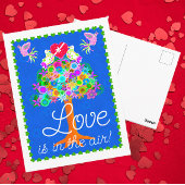 Liefde in de lucht engel met harten briefkaart