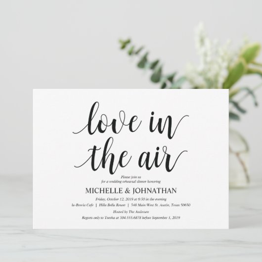Liefde in de lucht Repetitie Diner Uitnodiging kaa (Staand voorkant)