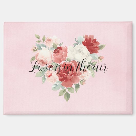 Liefde in de lucht roze rode hart bloem magneet (Voorkant)