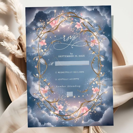 Liefde in de lucht Sparkly Bloemen bruiloft RSVP Kaartje
