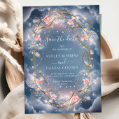 Liefde in de lucht Sparkly Bloemen Save The Date Kaart