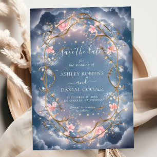 Liefde in de lucht Sparkly Bloemen Save The Date Kaart