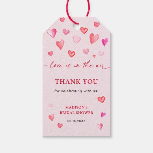 Liefde in de lucht Valentijnsdag Bruidsdouche Cadeaulabel (Voorkant)