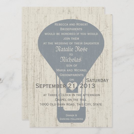 Liefde in de luchtballon bruiloft kaart (Voorkant / Achterkant)