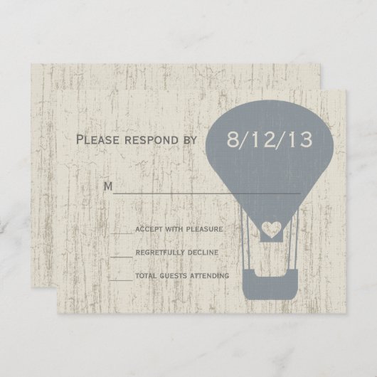 Liefde in de luchtballon bruiloft reactie RSVP kaartje (Voorkant / Achterkant)