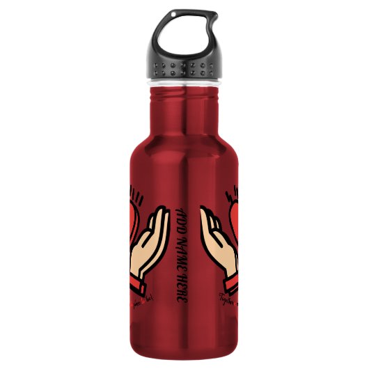 Liefde in de palm: gekoesterde momenten liefde fle waterfles  (Voorkant)