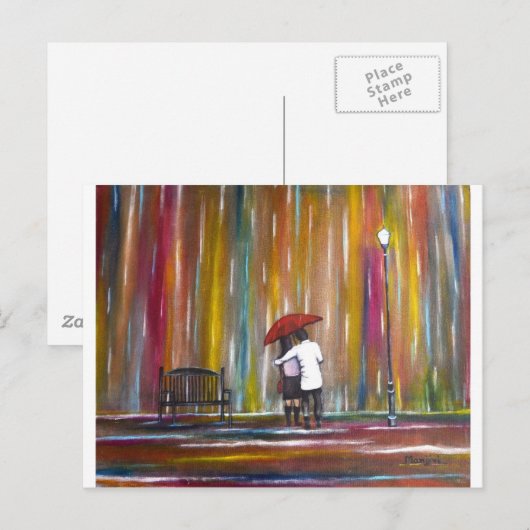 Liefde in de regen briefkaart (Voorkant / Achterkant)